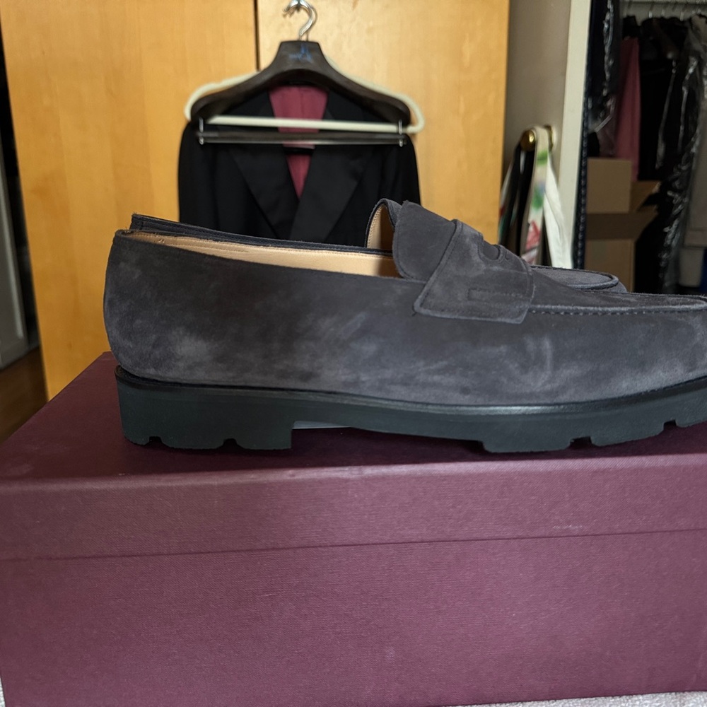 John Lobb Gray Loafers Sleek Suede Slip-Ons size 11UK/12US - Picture 3 of 5